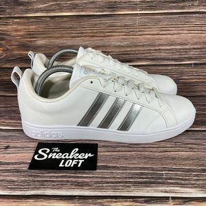 NEW Adidas Advantage Women's White Silver Metal Shoes